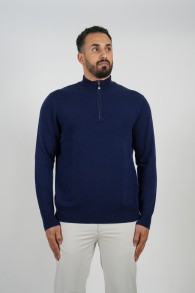 Cashmere Pullover Zipper Navy