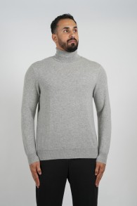 قميص كشمير-ياقة عالية - رمادي