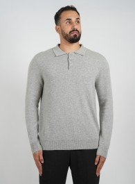 Cashmere Polo Pullover Gray