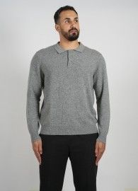 Wool Pullover Polo - Gray