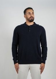 Wool Pullover Polo - Black