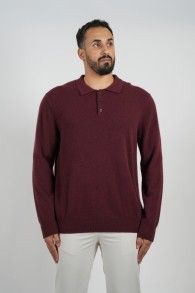 Wool Pullover Polo- Maroon