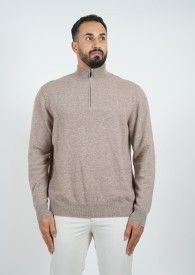 Cashmere Pullover Zipper Camel