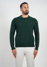 Wool Pullover Polo - Green