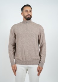 Wool Pullover Zipper- Camel